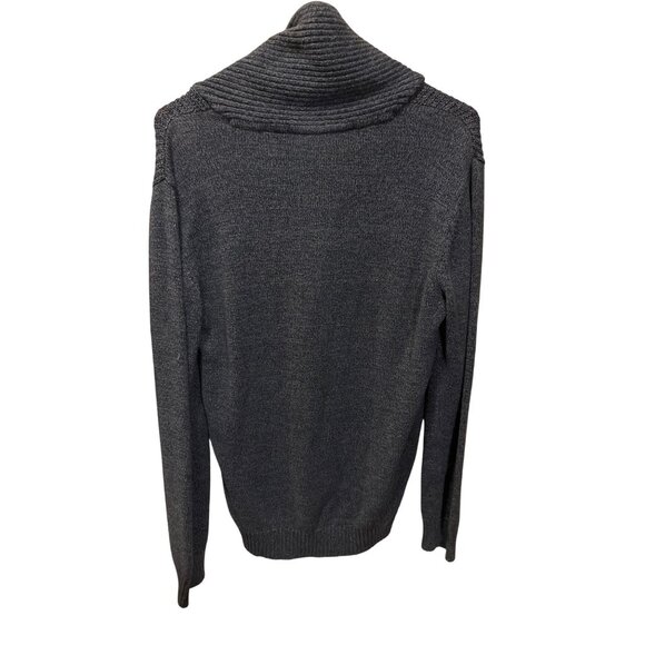 Great Northwest men's Gray Shawl Collar Knit Sweater Size L Two Button Detail - Picture 3 of 8